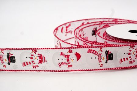 Weiß/Rot_Festlicher Schneemann Drahtband_KF8550GC-1R-7