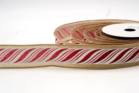 Light Brown Swirl Candy Canes Wired Ribbon_KF8552GC-13-183