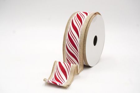 Light Brown Swirl Candy Canes Wired Ribbon_KF8552GC-13-183