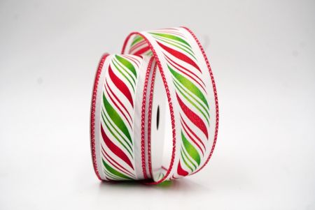 White/Green Swirl Candy Canes Wired Ribbon_KF8553GC-1-7