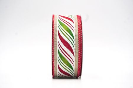 Light Brown/Green Swirl Candy Canes Wired Ribbon_KF8554GC-13-7