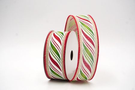 Light Brown/Green Swirl Candy Canes Wired Ribbon_KF8554GC-13-7