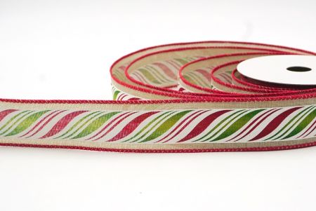 Light Brown/Green Swirl Candy Canes Wired Ribbon_KF8554GC-13-7