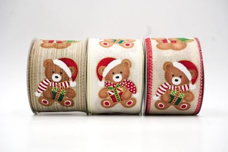 Santa Bear & Gifts Wired Ribbon_KF8555.KF8556