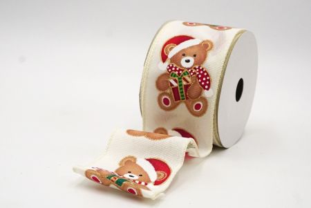 White Santa Bear & Gifts Wired Ribbon_KF8556GC-2-2