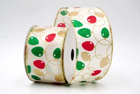 Cream_Glittery Christmas Light Wired Ribbon_KF8557G-2