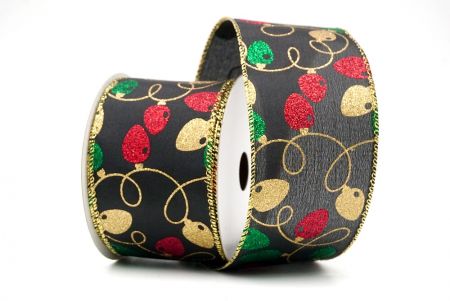 Black_Glittery Christmas Light Wired Ribbon_KF8557G-53