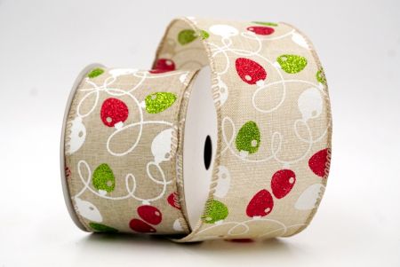 Khaki_Glittery Christmas Light Wired Ribbon_KF8560GC-13-183