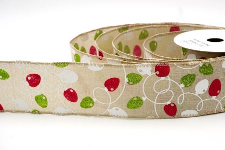 Khaki_Glittery Christmas Light Wired Ribbon_KF8560GC-13-183