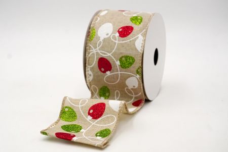 Khaki_Glittery Christmas Light Wired Ribbon_KF8560GC-13-183