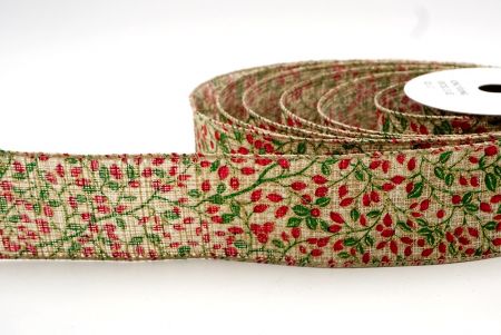 Khaki_Kerstbes Wired Ribbon_KF8572-13-183