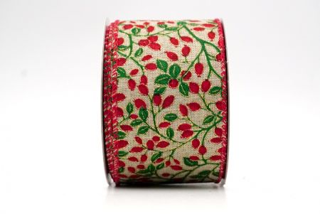 Khaki/Red_Christmas Berry Wired Ribbon_KF8573GC-13-7