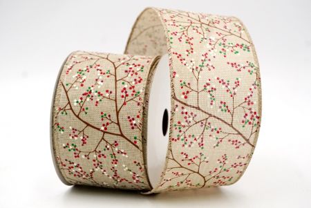 Khaki_Christmas Berry Wired Ribbon_KF8578GC-13-183