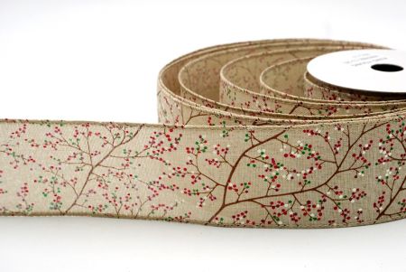 Khaki_Christmas Berry Wired Ribbon_KF8578GC-13-183