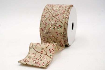 Khaki_Christmas Berry Wired Ribbon_KF8578GC-13-183