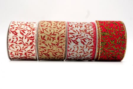 Christmas Leaf Pattern Wired Ribbon