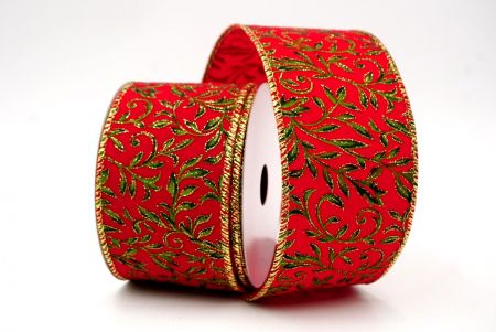 Rood Fluweel_Kerstbladpatroon Draadlint_KF8580G-7