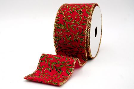 Rood Fluweel_Kerstbladpatroon Draadlint_KF8580G-7