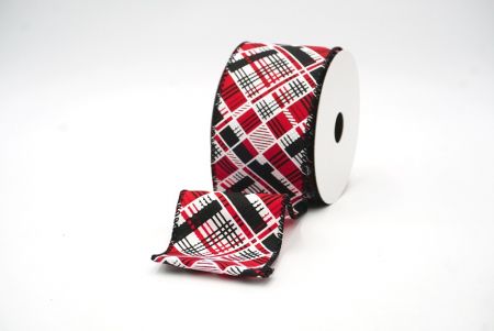 Red/Black Christmas Geometric Plaid Wired Ribbon_KF8585GC-7-53