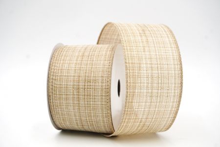 Beige Christmas Solid Color Burlap Wired Ribbon_KF8588GC-14-183