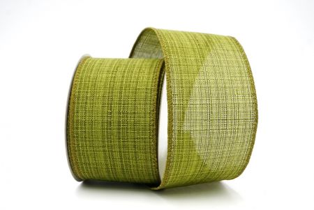 Fita de Arame de Linho Verde Matcha Natal Cor Sólida_KF8588GC-15-185