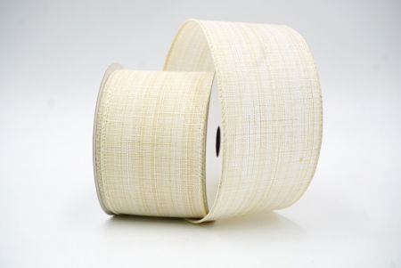 Cream White Christmas Solid Color Burlap Wired Ribbon_KF8588GC-2-2