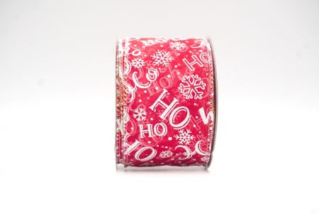 Red/Gold HO HO HO & Snowflakes Wired Ribbon_KF8593GN-7