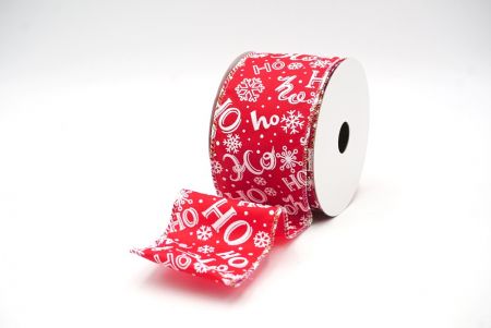 Red HO HO HO & Snowflakes Wired Ribbon_KF8594GN-7