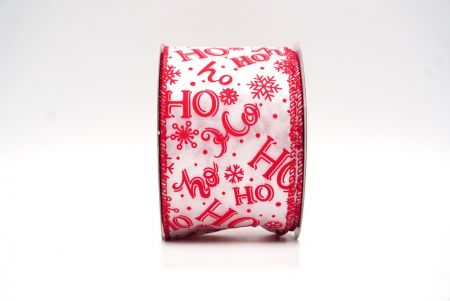 White/Red HO HO HO & Snowflakes Wired Ribbon_KF8595GC-1-7