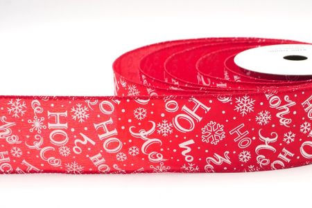 Red/Red wire HO HO HO & Snowflakes Wired Ribbon_KF8595GC-7-7