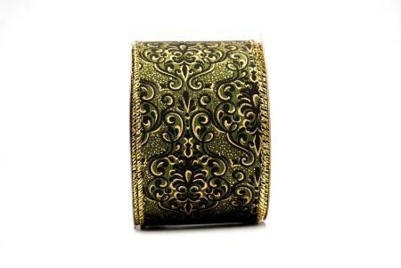 Fita Floral Vintage com Fio Verde Matcha/Dourado_KF8601G-15