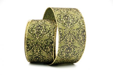 Cinta de alambre floral vintage verde matcha/dorado_KF8601G-15