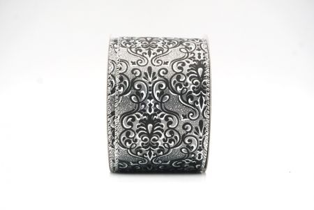 Silver Vintage Floral Wired Ribbon_KF8601G-50