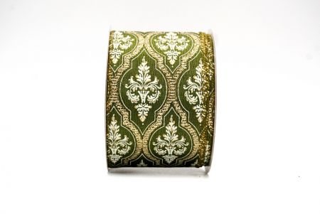 Green Damask Glitter outline Wired Ribbon_KF8602GC-3-185