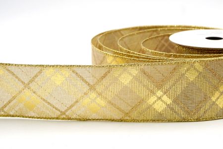 Naturale/Aurum_Nativitatis Diamantum Plaid Filum Ribbons_KF8604G-14