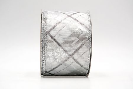 White/Silver_Christmas Diamond Plaid Wired Ribbon_KF8604G-1