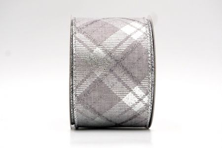 Gray/Silver_Christmas Diamond Plaid Wired Ribbon_KF8604G-50