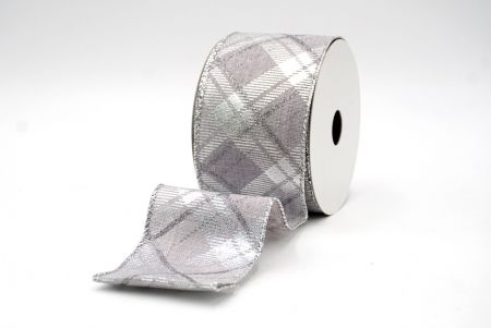 Gray/Silver_Christmas Diamond Plaid Wired Ribbon_KF8604G-50