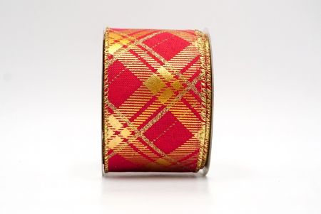 Red/Gold_Christmas Diamond Plaid Wired Ribbon_KF8604G-7