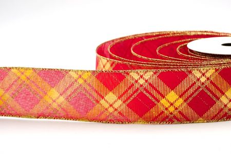 Rubrum/Aurum_Nativitatis Diamantum Plaid Filum Ribbons_KF8604G-7