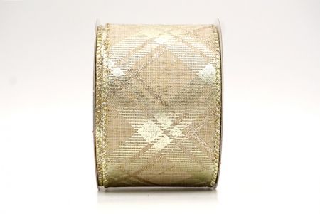 Khaki/Gold_Weihnachts-Diamant-Karo-Drahtband_KF8604GV-13