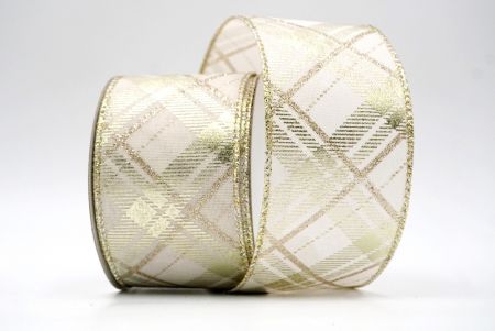 Crema/Aurum_Nativitatis Diamantum Plaid Filum Ribbons_KF8604GV-2