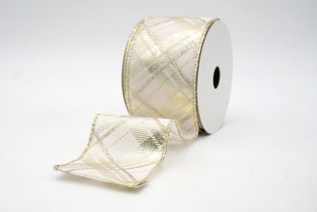 Crema/Aurum_Nativitatis Diamantum Plaid Filum Ribbons_KF8604GV-2