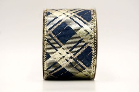 Navy Blue/Aurum_Nativitatis Diamantum Plaid Filum Ribbons_KF8604GV-4