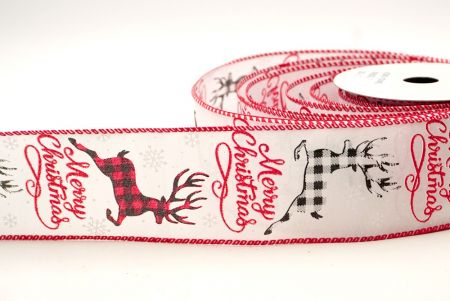 White/Red_Merry Christmas and Plaid Reindeer Wired Ribbon_KF8605GC-1-7