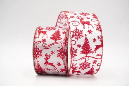 Weißes Glitzer Rentier, Schneeflocken, Weihnachtsbaum Design Drahtband_KF8607GR-7