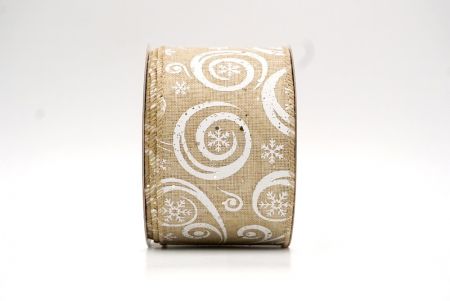 Khaki_Glitter Scroll Wired Ribbon_KF8609GC-13-183