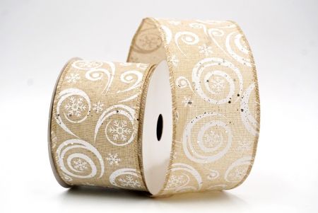 Khaki_Glitter Scroll Wired Ribbon_KF8609GC-13-183