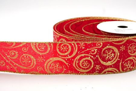 Red_Glitter Scroll Wired Ribbon_KF8610G-7