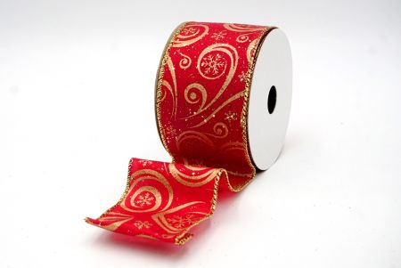 Red_Glitter Scroll Wired Ribbon_KF8610G-7